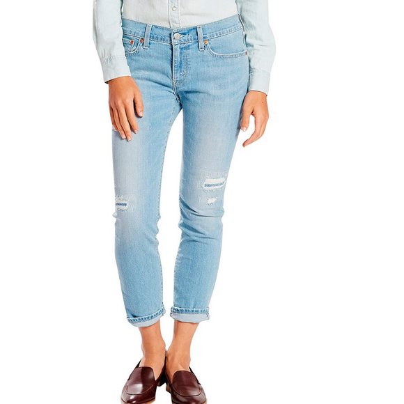 LEVI'S New Boyfriend Light Wash Jeans in Rolling Blues 27 - Picture 2 of 16